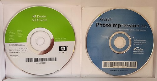 HP Deskjet 6500 Series Printer Software CD, manual, Bonus Photo CD