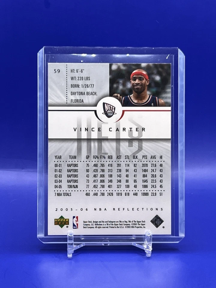 Vince Carter 2005-06 Upper Deck Reflections Purple #59 Nets Raptors - Image 2 of 2