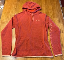 Nike Dri-FIT Hoodie Womens Medium Red Just Do It Sleeve Pullover Thumbholes Gym
