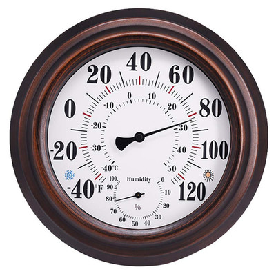Indoor Outdoor Thermometer - Premium Steel Wall Thermometer Hygrometer for Patio