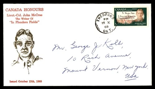 Mayfairstamps Canada FDC 1968 John McCrae In Flanders Fields First Day Cover aax