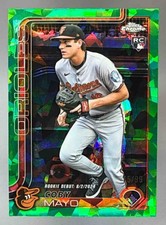 2025 Topps Chrome Update Sapphire Coby Mayo Green Refractor 75/99 Orioles