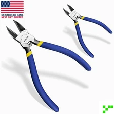 2 pc. Wire Cutters 6 Inch Precision Flush Cutter Spring Loaded Side Pliers