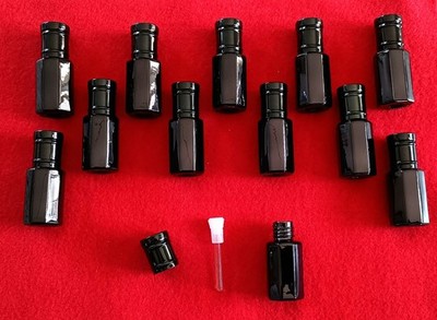 12 Black Attar Bottles 6ml with Glass Sticks for Perfumes & Oils  $DEAL$
