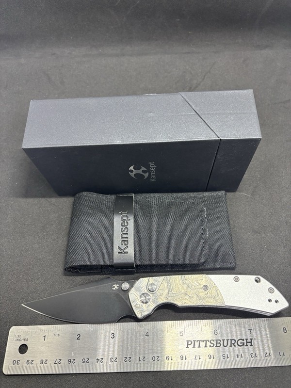 Kansept knives Fenrir black 154cm blade G10 aluminum foil knife new never cut