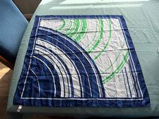 Vintage Polyester Scarf Blue Green Swirls 30" Square Made in Italy