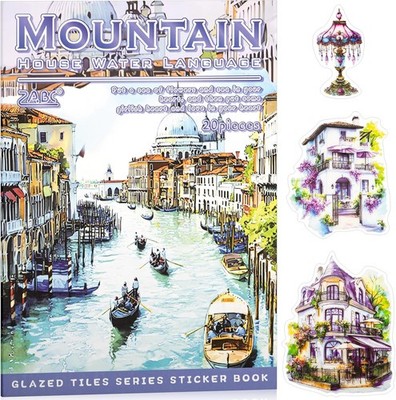 Water Mountain House Aufkleber Scrapbooking Zubehör für Junk Journal, 20 B