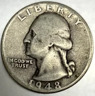 1948 P Washington 90% Silver Quarter Circulated Condition 25c US Coin - 2881