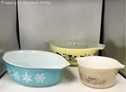 Pyrex Vintage Opal Glass Bowls Casserole Lot Snowflake Gooseberry Spring Blossom