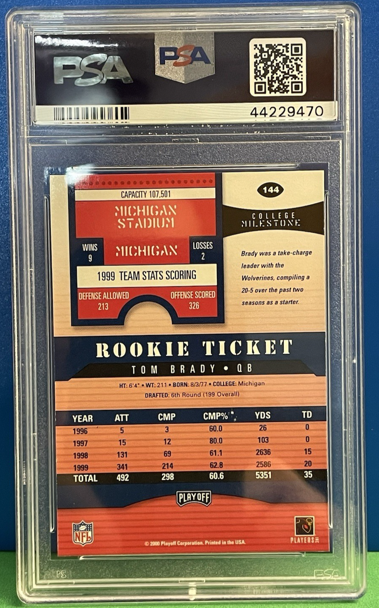 2000 Playoff Contenders TOM BRADY Rookie Autograph Card-PSA Auto 9