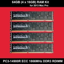 Apple Original 64GB 4x16GB 1866MHz PC3-14900R - RDIMM DDR3 ECC Memory Modules