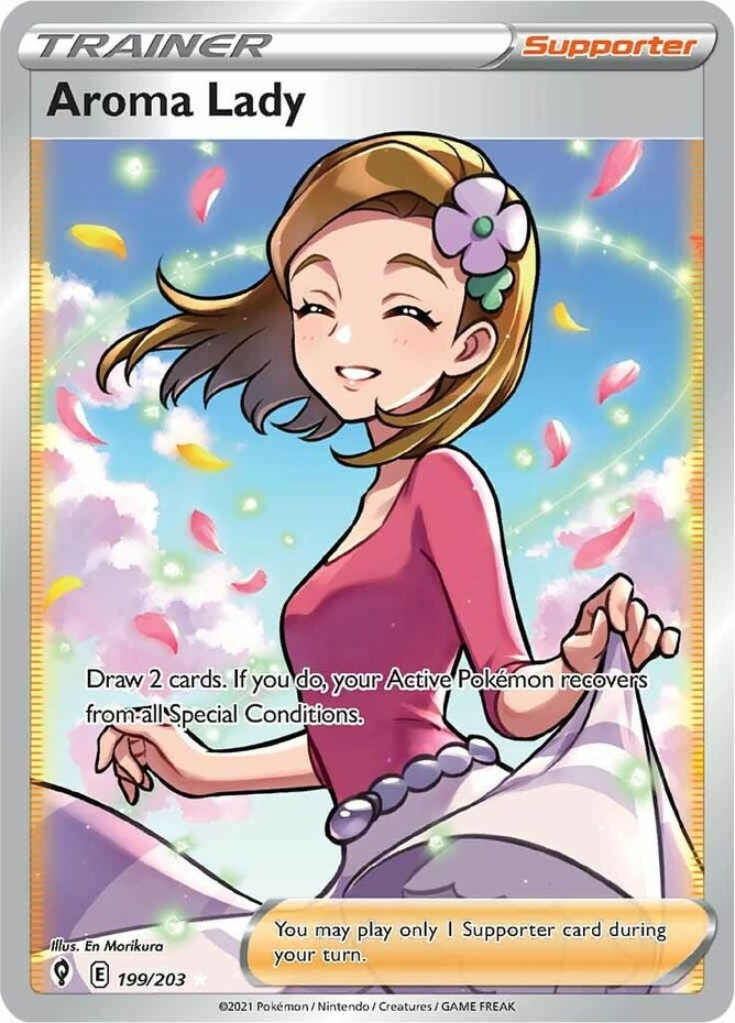 NM-Mint Aroma Lady - 199/203 - Full Art Ultra Rare Pokemon Evolving Skies