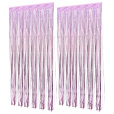 2 Pcs Glitter Tinsel Fringe Curtain Backdrop for Birthday Party Decorations