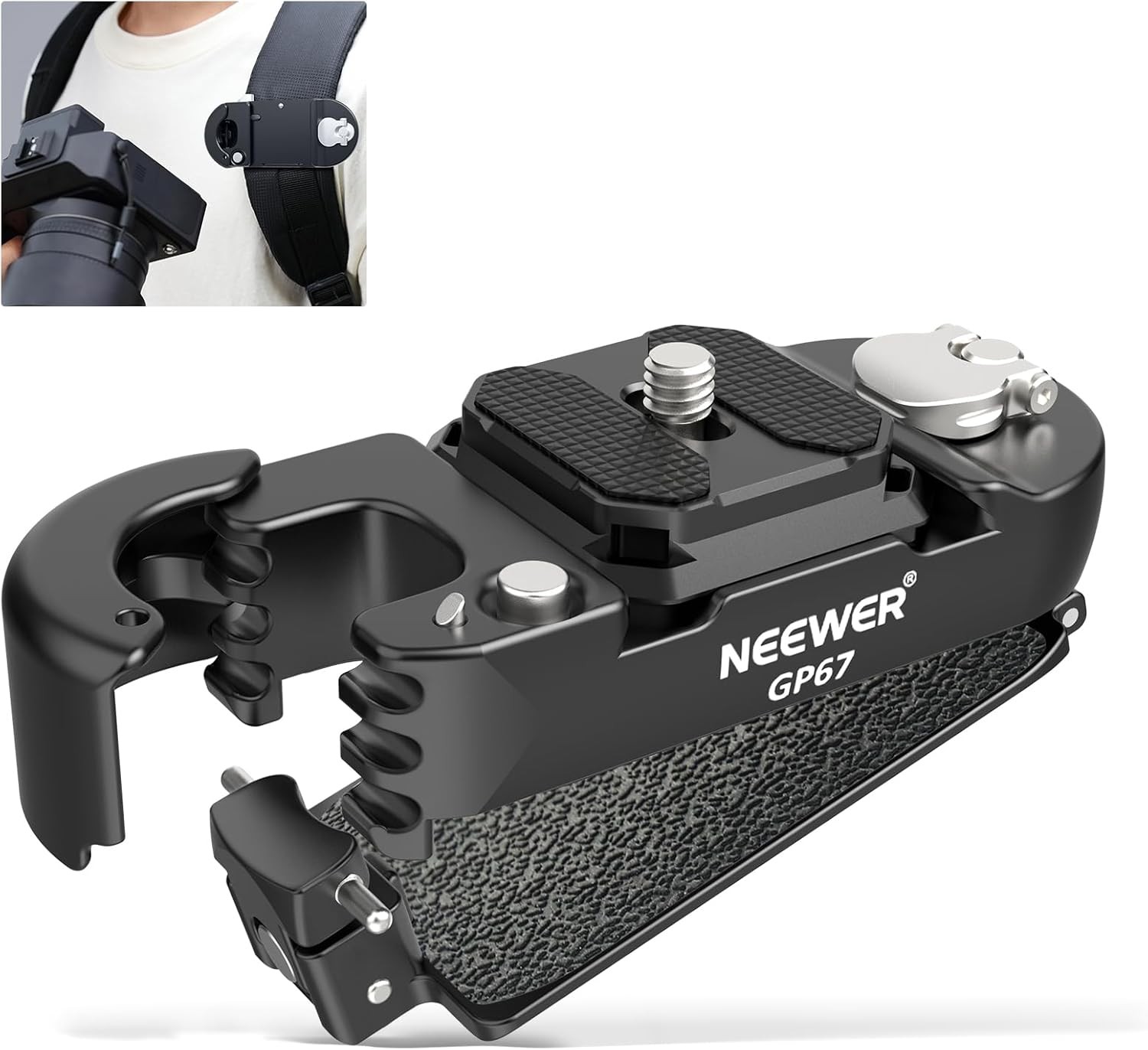NEEWER Backpack Camera Clip Mount w/Square QR Plate & Safety