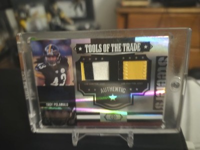 2007 DONRUSS TOOLS OF THE TRADE TROY POLAMALU GAME WORN DUAL PATCH 