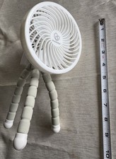 Battery Operated Stroller Fan Flexible Tripod Clip on With 3 Speeds White