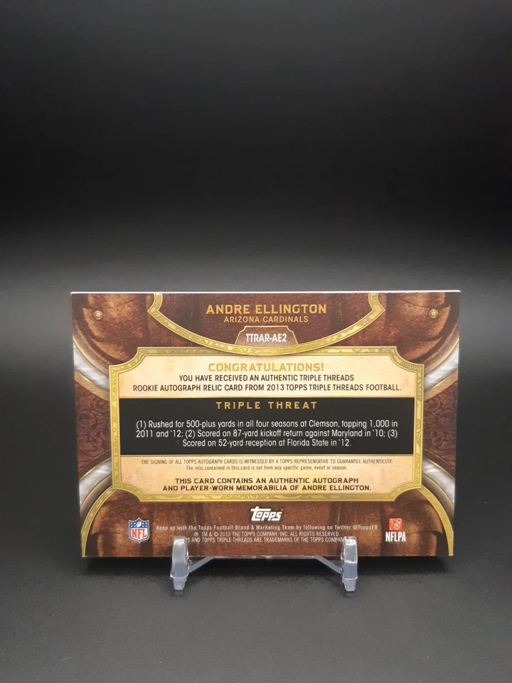 2013 Topps Triple Threads Rookie Relics /50 Andre Ellington #TTRAR-AE2 Auto RC - Image 2 of 2