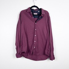 Ted Baker Men's Long Sleeve Button Up Shirt Maroon Sz XL