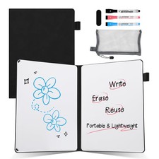 Portable White Board Dry Erase Notebook, 8.4" x 6" Double Sided Folding White...