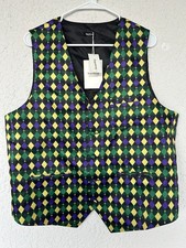 NWT New REGENBOOG Mardi Gras Fat Tuesday Carnival Tuxedo Suit VEST Size Large