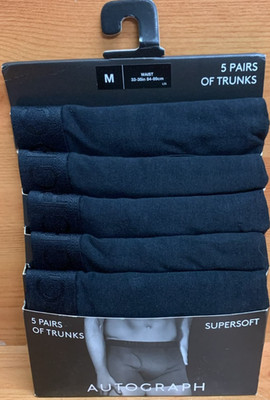 Marks & Spencer 5 Pack Autograph Supersoft Trunks Black Size Medium 33-35''