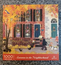Galison AUTUMN IN THE NEIGHBORHOOD 1000 piece puzzle COMPLETE