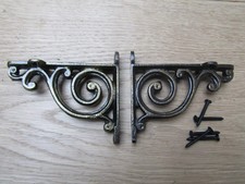Shelf Brackets Cast Iron Brass Antique Finish 4" Swril Design Ornate Pair Of 1