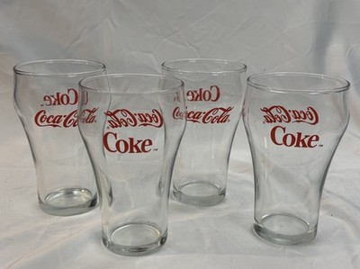 Vintage Coca-Cola Coke Classic Bell Shaped Clear Glass Fountain Tumbler Set of 4
