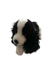 Vintage Animal Alley Black White Spaniel Realistic Plush Puppy Dog 10"