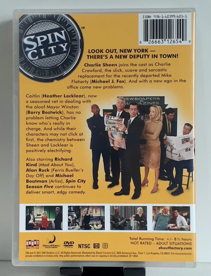 Spin City _ Season Five _ 4 DVD _ Fifth Season 5 _ 2011 _ Charlie Sheen_ NEW - Image 2 of 4