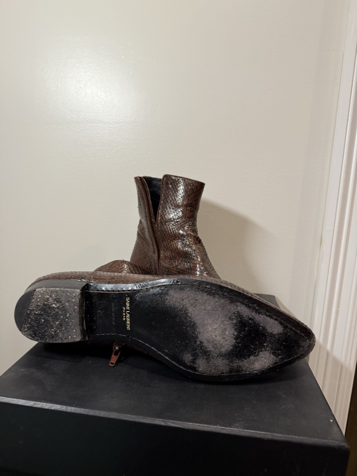 Scarpe stivaletti chelsea Saint Laurent Ysl WYATT PYTHON SNAKE