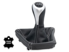 SCHALTKNAUF FUR BMW F10 F11 SCHALTMANSCHETTE ECHTELEDER NAHT WEISS + RAHMEN