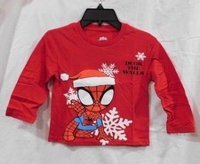 NWT - Toddler Boy's "Spiderman" Christmas L/S T-Shirt - Red - Sz 3T