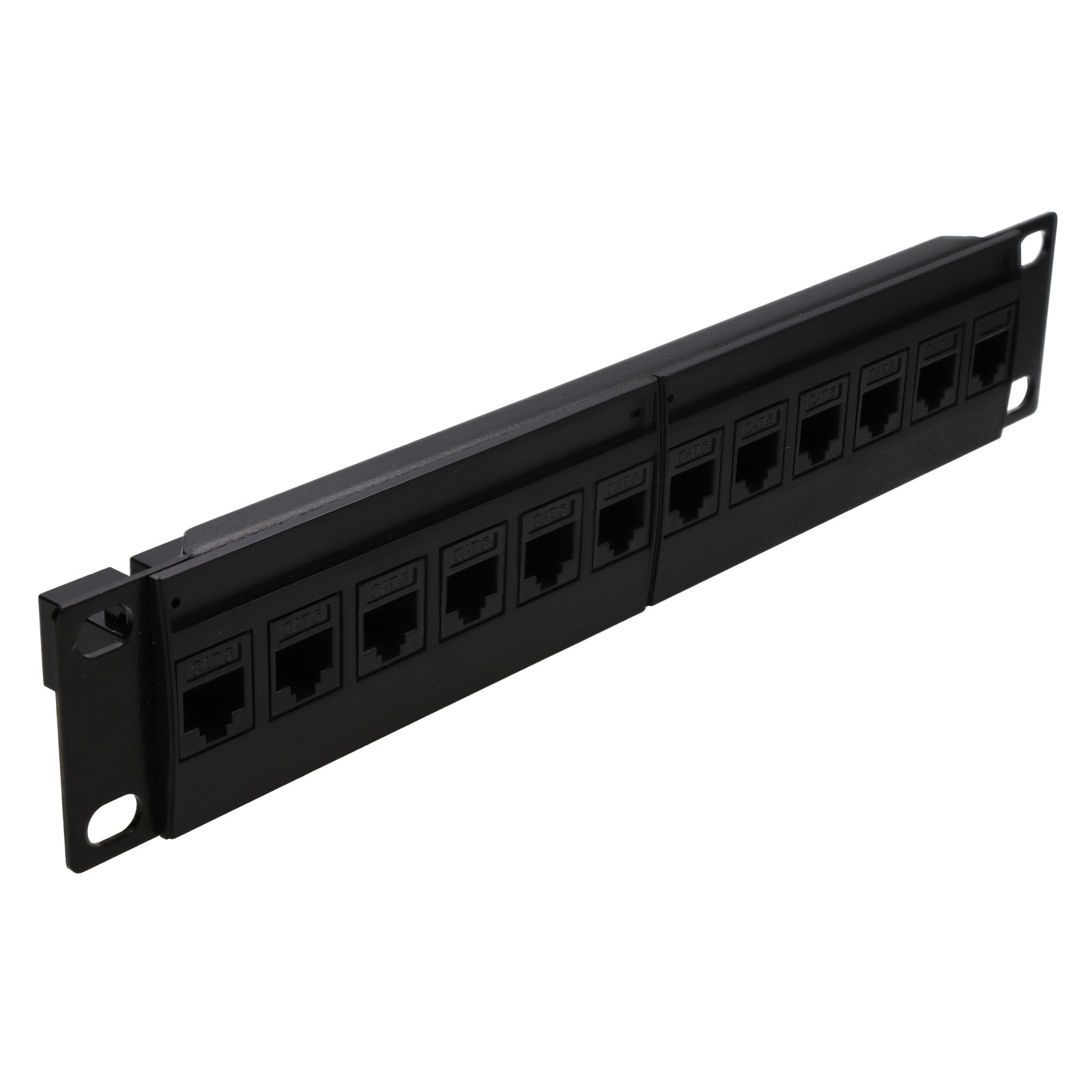 Cat6 RJ45 10 inch Pass Through Patch Panel 12 Port Rack Mountable MINI SOHO 1U