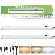 12/18/22 Inch LED Under Cabinet Lighting Swivel Kitchen Closet Light 2/4 Pack