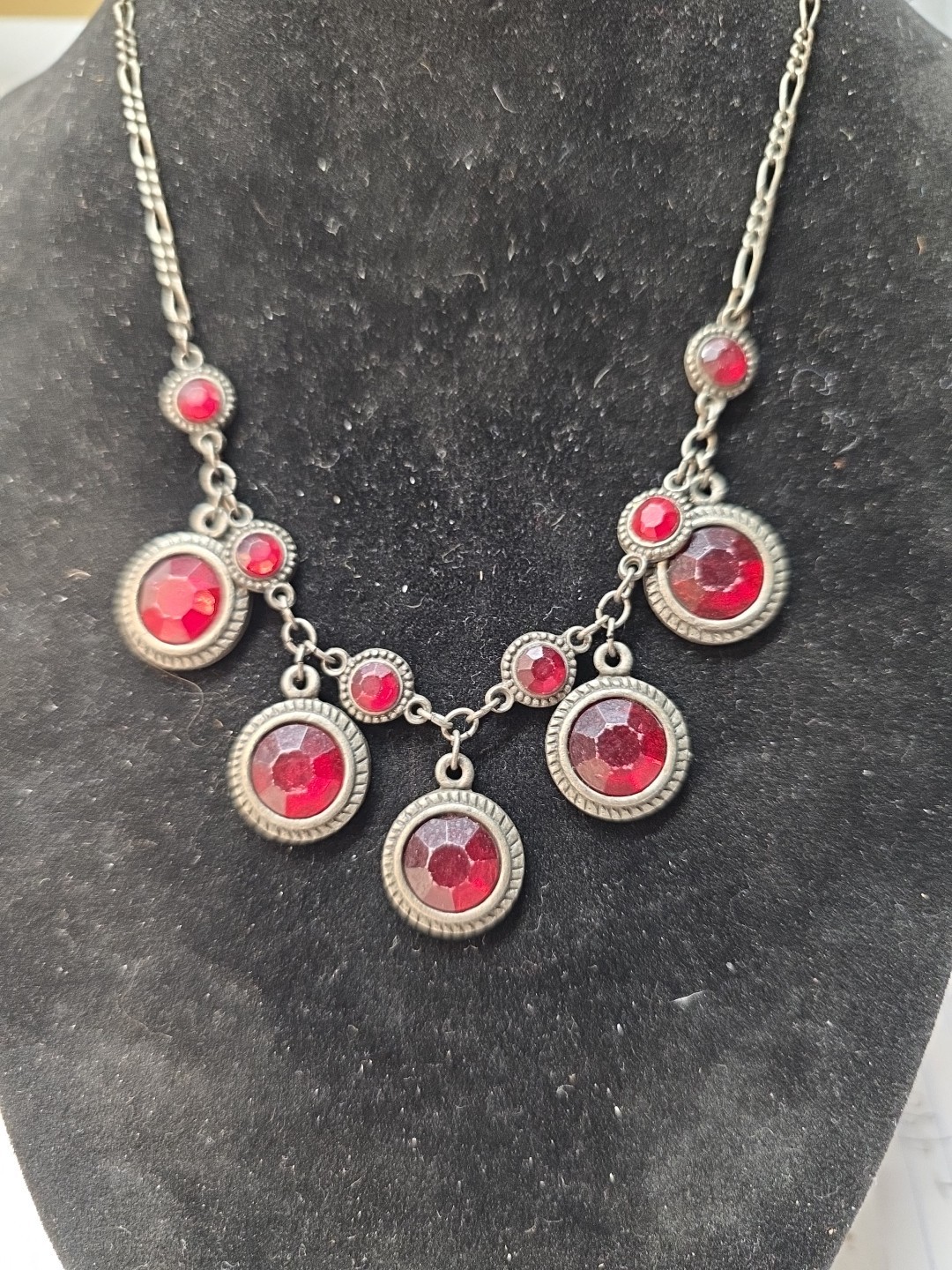 16" Victorian Ruby Colored Necklace.  Simple Eleg… - image 1