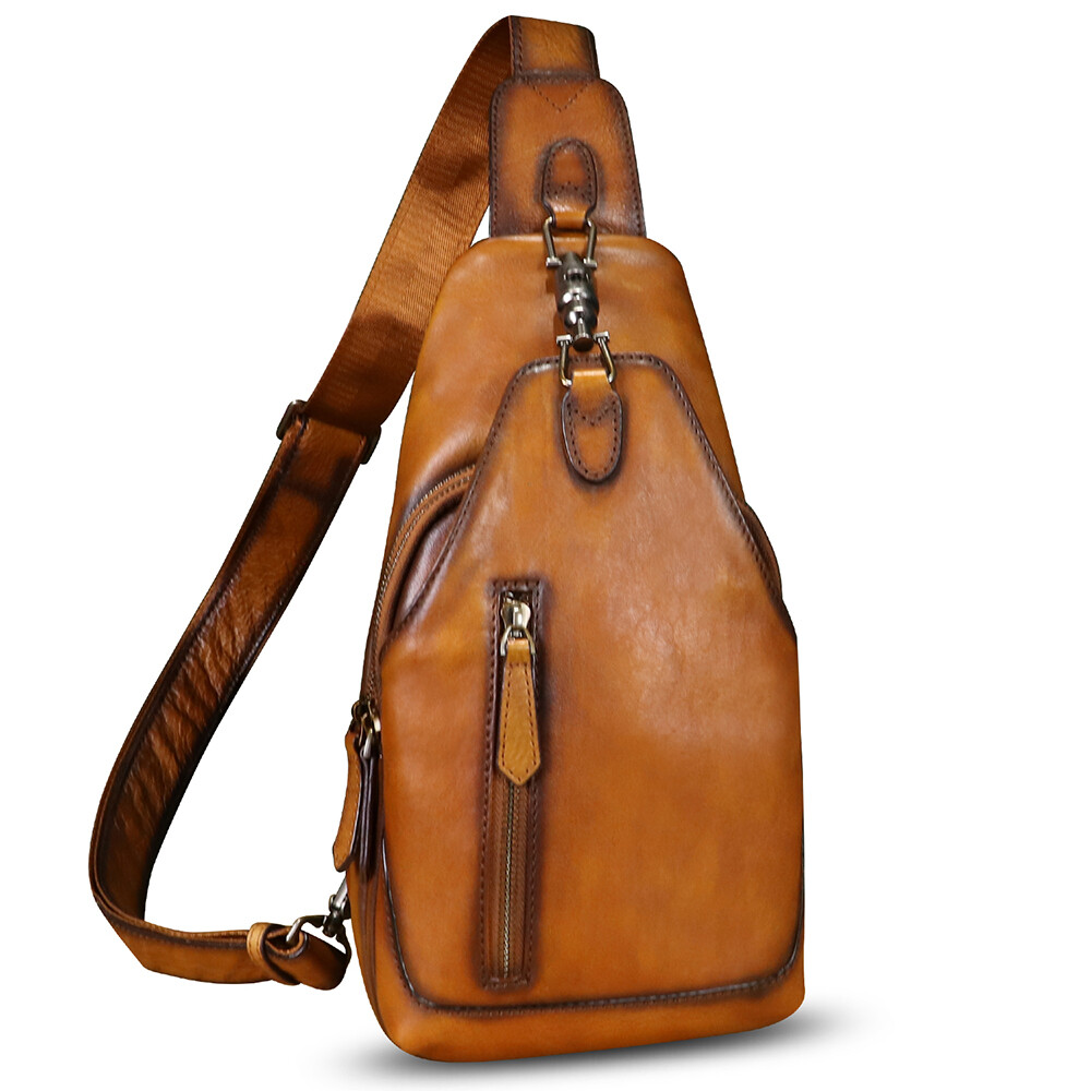 Genuine Leather Sling Bag for Women Men Retro Sling Backpack Purse  Crossbody Bag