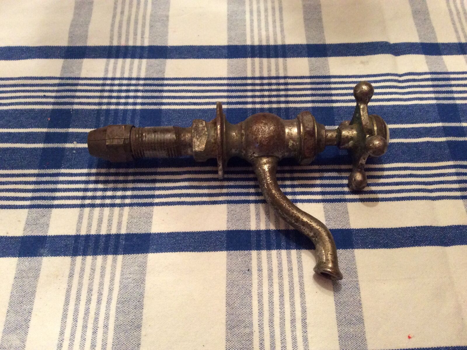 Antique Architectural Salvage Solid Brass Nickel Hot Cross Tap F