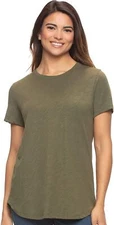 Felina Women's Crew Neck Jersey Slub Short Sleeve T-Shirt (X-Small, Olive Night)