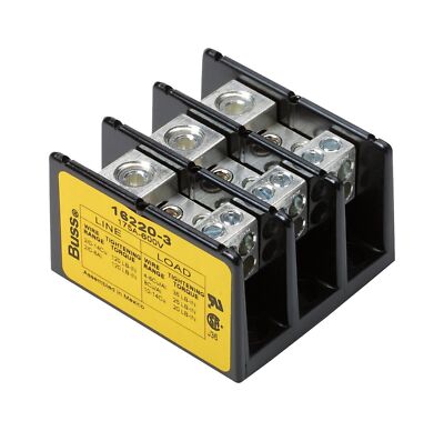 16220-3 Panel Mount Barrier Terminal Block, 175 A, 600 V, 3 Pole, 1, ScrewL8