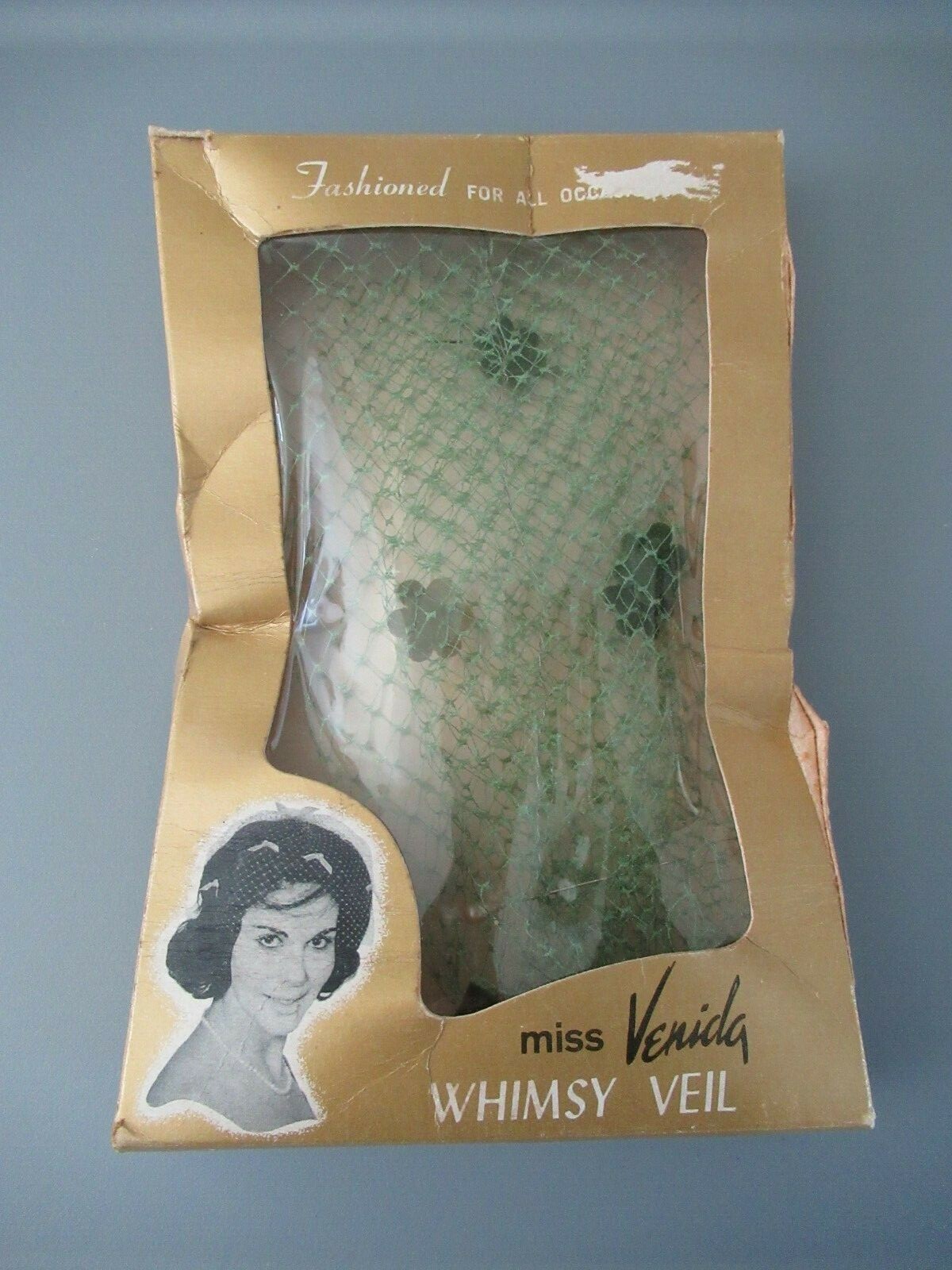 NOS 50's Vintage Miss Venida Green Floral Velvet … - image 2