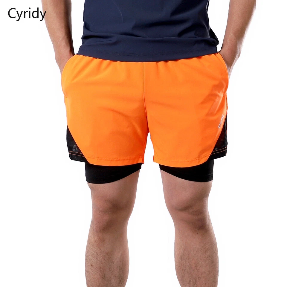 Cyridy Running Shorts Mens Fitness Clothing Man 2in1 Compression Tights Training - Image 2 of 4