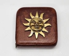 Vintage Disston Porter Square Leather Wrapped Sun Figural Measuring Tape 258 TC