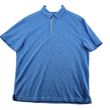 Tommy Bahama Men's Size M Solid Blue Modal Blend Short Sleeve Polo Shirt