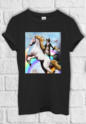 Crazy Cat Einhorn Regenbogen cooles T-Shirt Herren Damen Hoodie Sweatshirt Unisex 1288