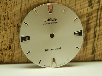 27.83mm Watch Dial Vintage Pearl Mido Ocean Star Powerwind Silver Stick Markers