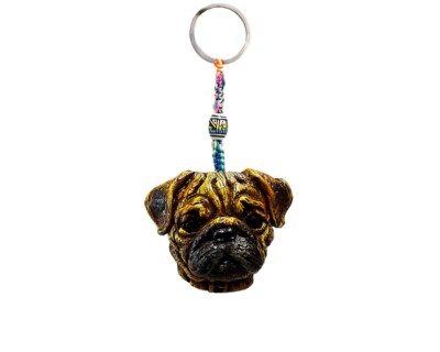 Pug Keychain Dog Head Handmade 3D Macrame Pet Art Cute Puppy Car Bag Accessory