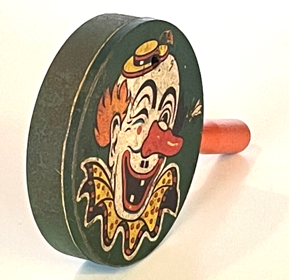 Ancien jouet musical hochet tôle lithographiée clown cirque carnaval 20 JAPAN