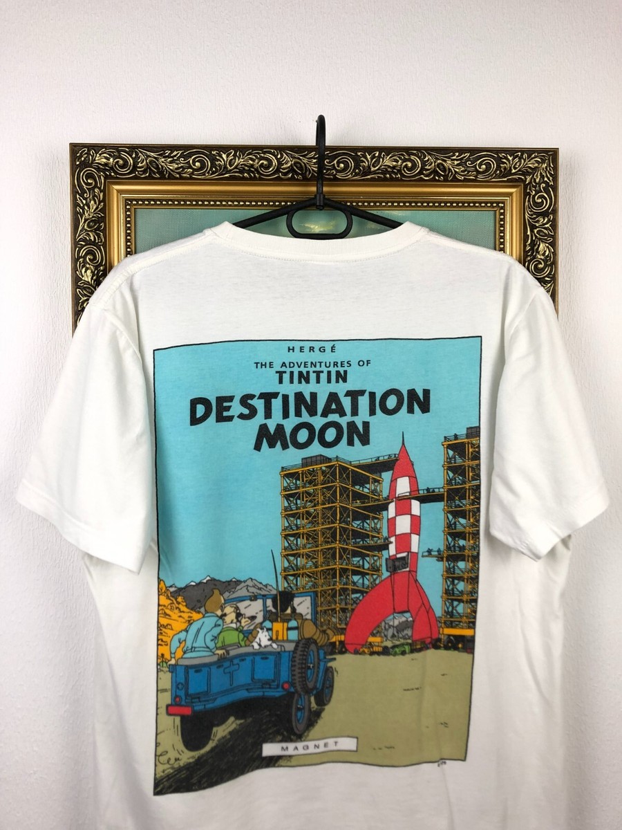 Vintage Tintin Destination Moon Shirt Rare Jersey Cartoons Tee