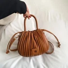 Vintage Shoulder Handbag Female Tote Bag Casual PU Leather Bucket Crossbody Bag
